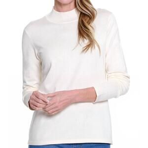 NEW MULTIPLES mock neck long sleeve sweater in winter white